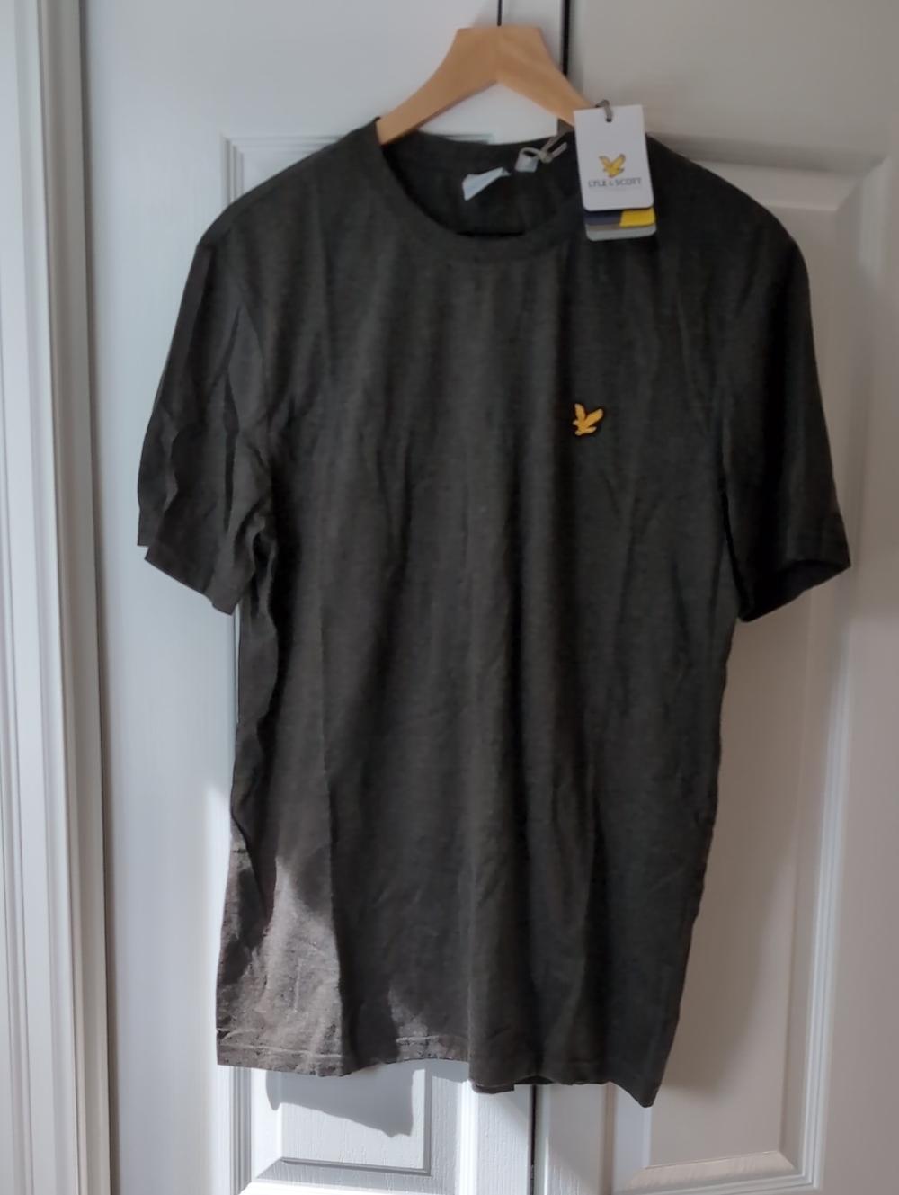 Lyle & Scott Olive Crew Neck Tee with Yellow Emblem